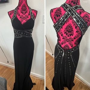 Open back black dress